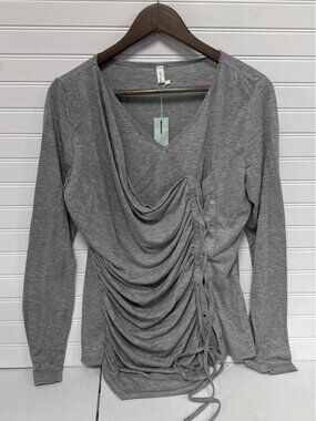 Dresslilly Dressfo Side Corset Knit Knitwear Gray Shirt Blouse NWT XXXL 14